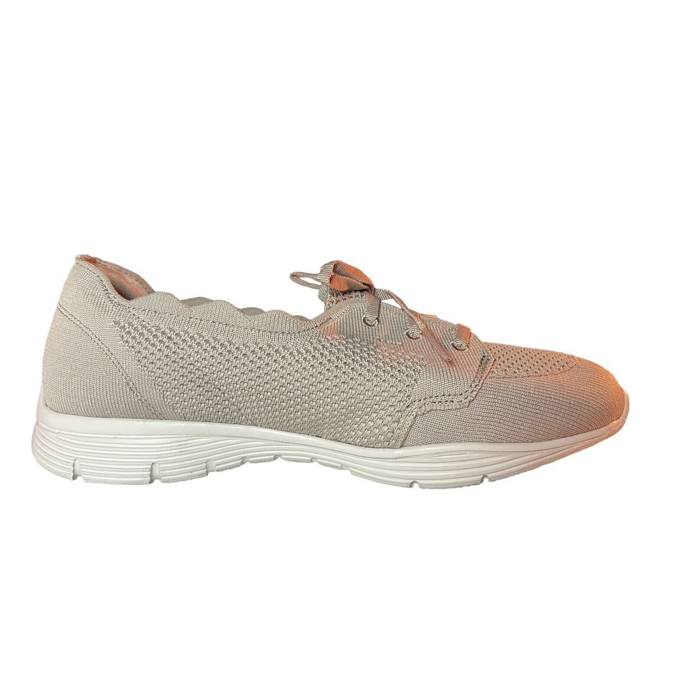 SKECHERS Women’s SZ 8.5  Slip on Sneakers Stretch Fit Memory Foam Lace Up Beige